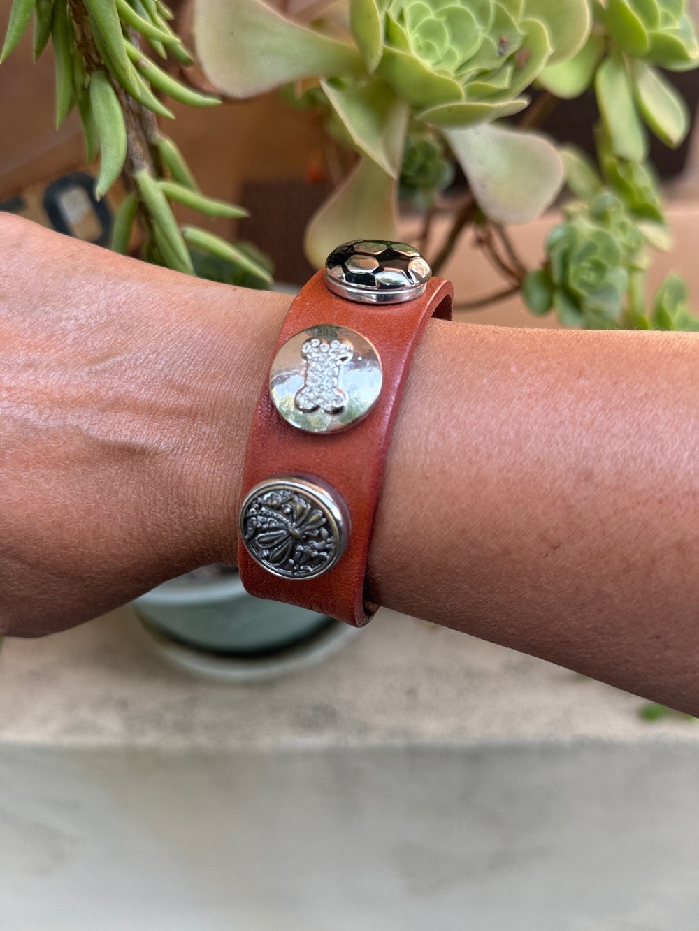 Vegan Leather Snap Bracelet with Removable Gingersnaps Brand Charms